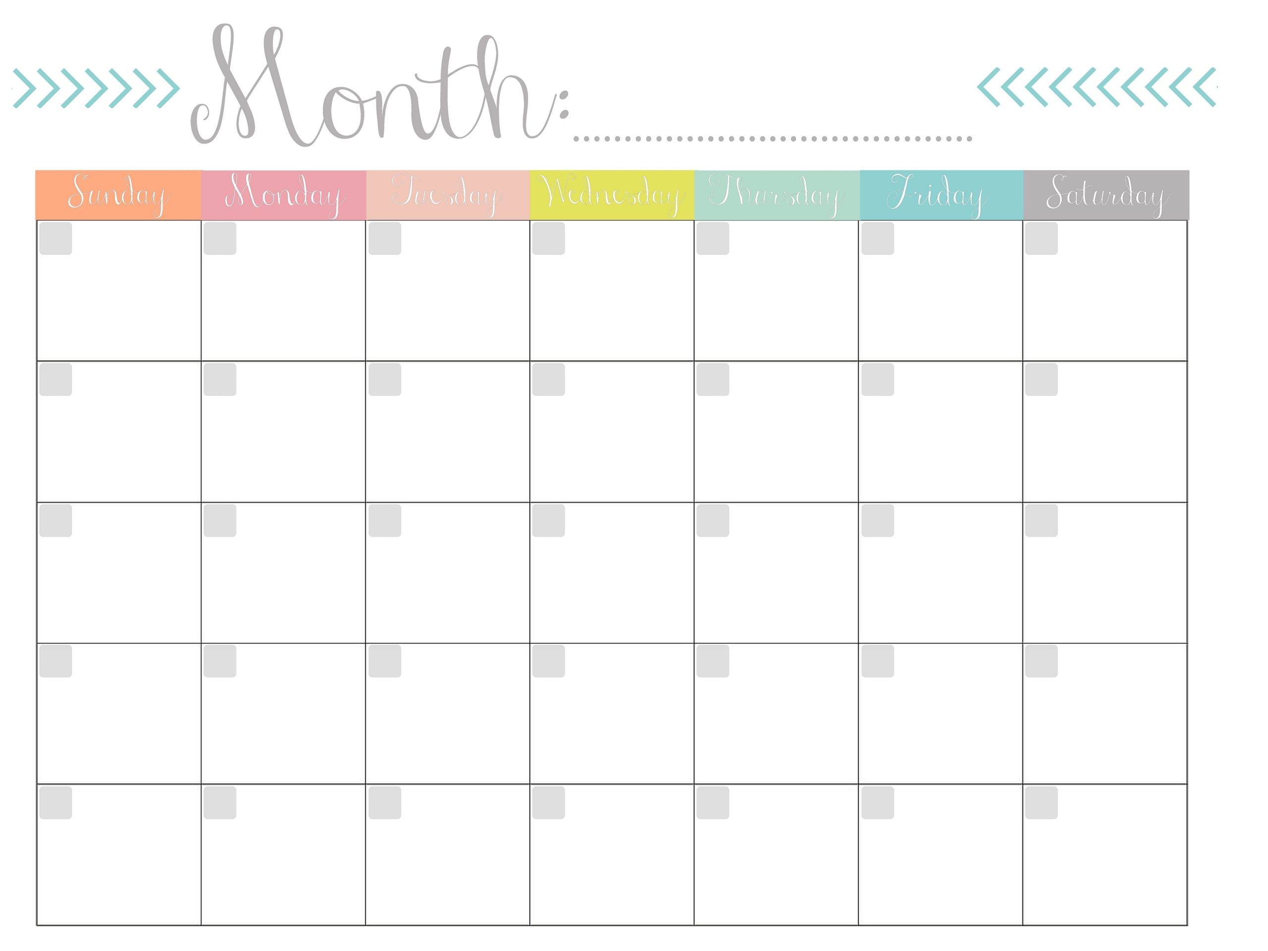 Collect Monthly Calendar Printable 8X11