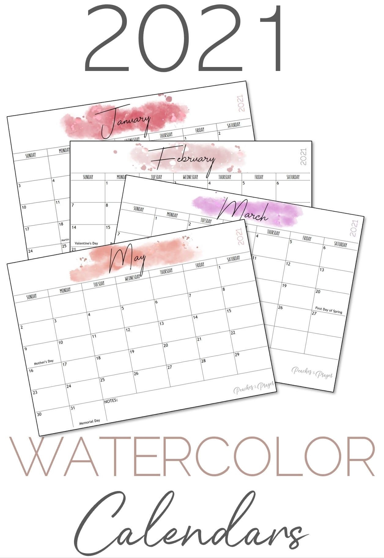 Collect Monthly Calendar With Writing Space Printable 2021