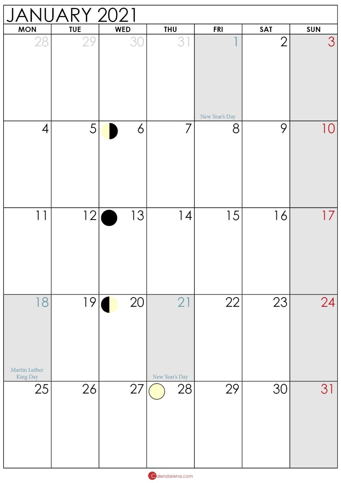 Collect Moon Phase Calendar 2021 Printable