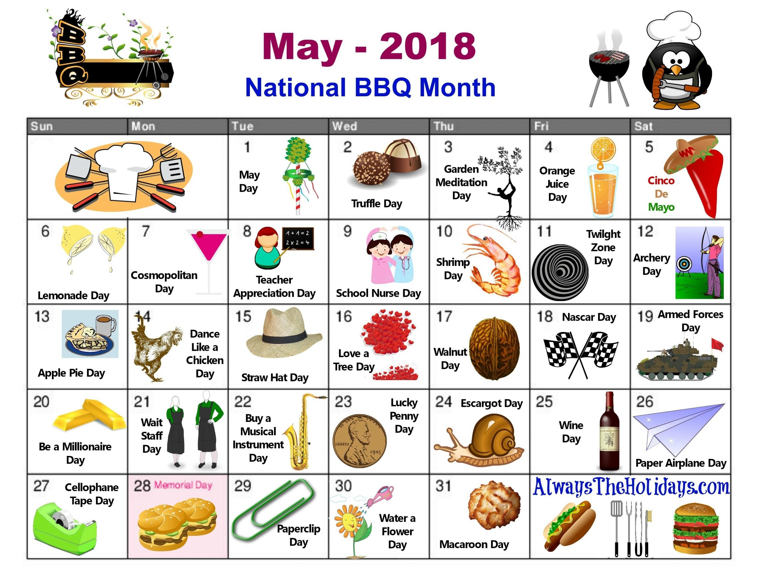 National Day Food Calendar - Lesli Noellyn