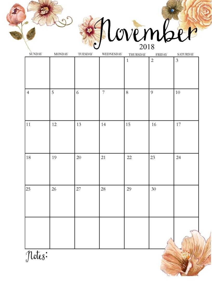 Collect November 2018 Calendar Printable Monthly