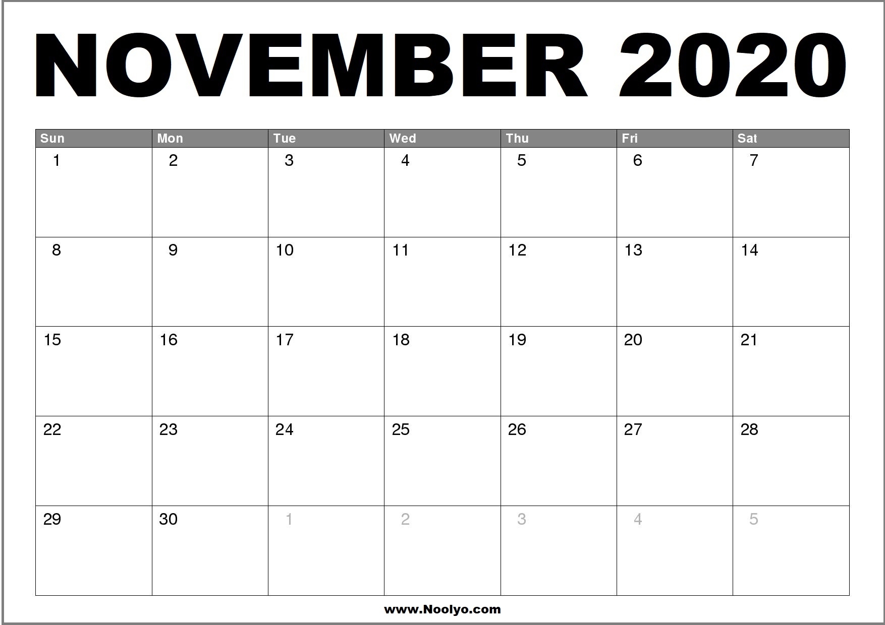 Collect November Calender Full Size