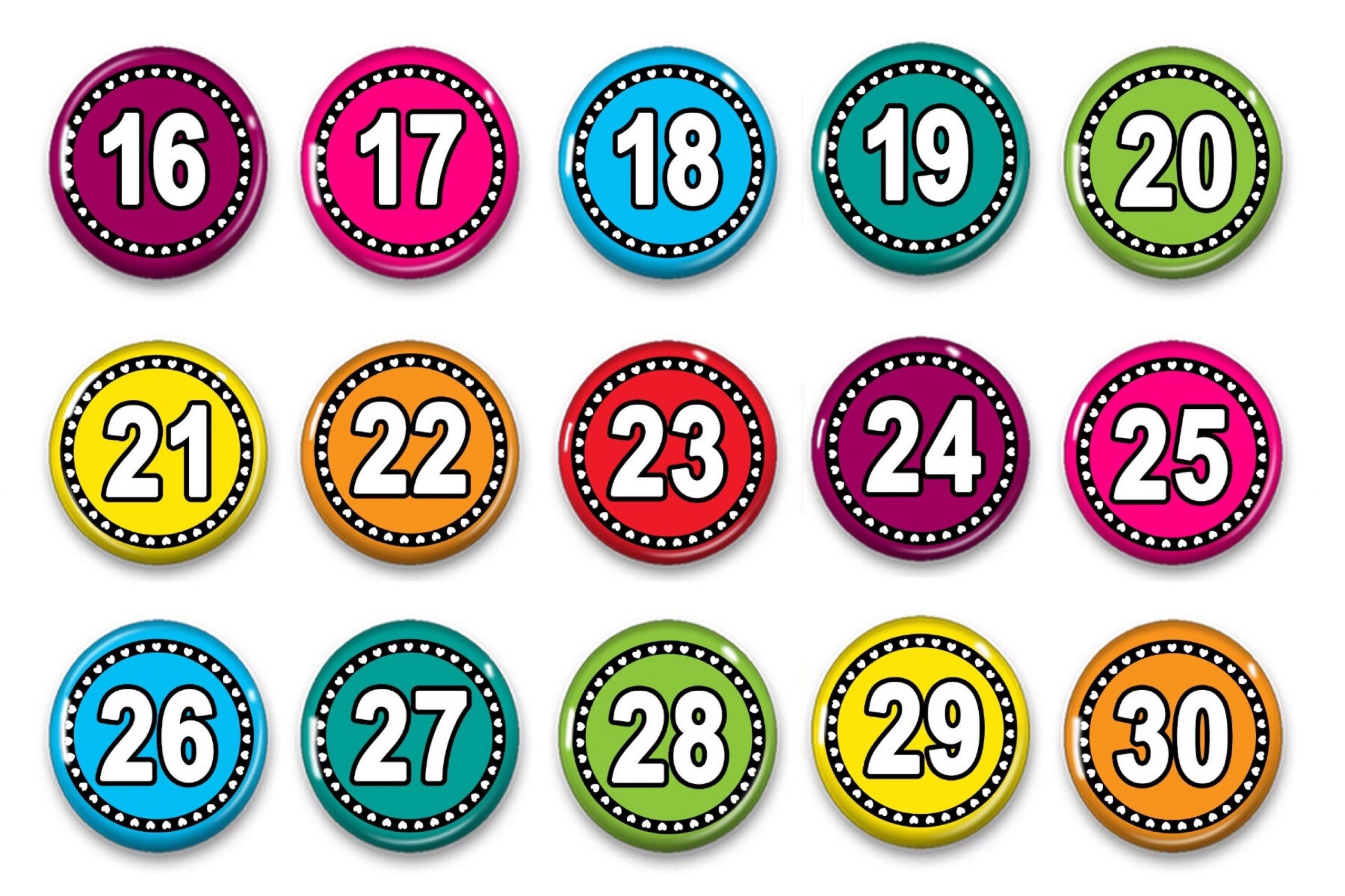 Collect Numbers 1-31 For Calendar
