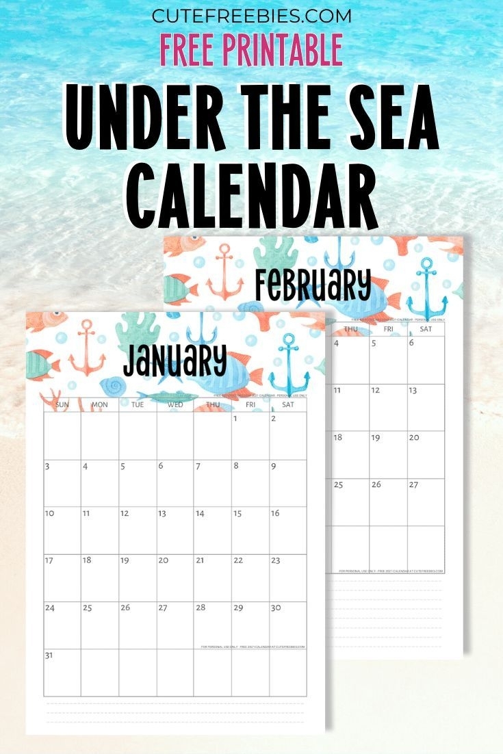 Collect Ocean Themed Printable Calendar