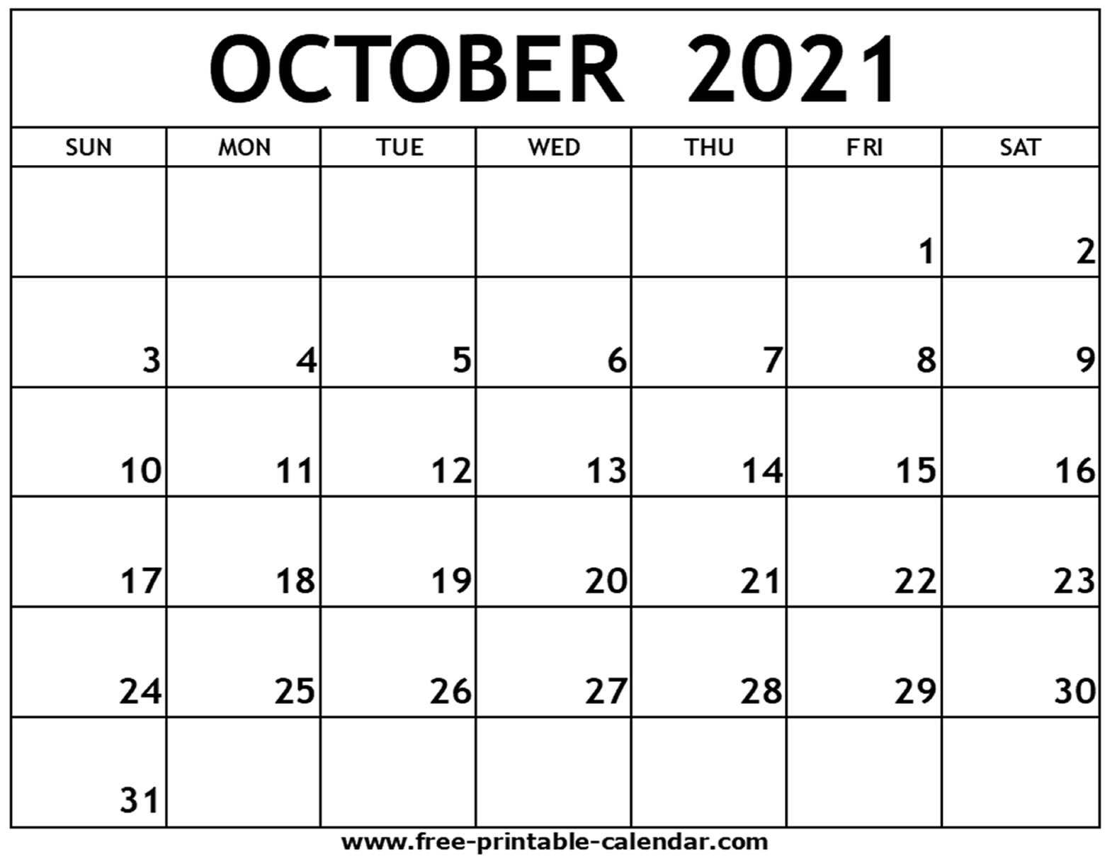 Collect October 2021 Calendar