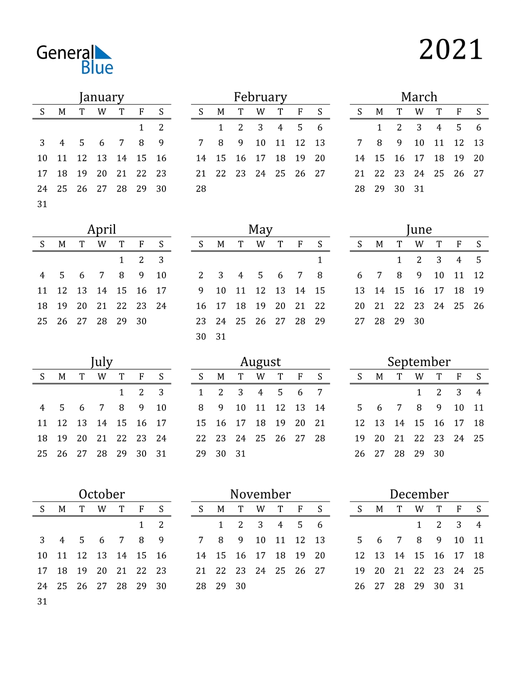 Collect Prinable 2021 Calendar No Downloads