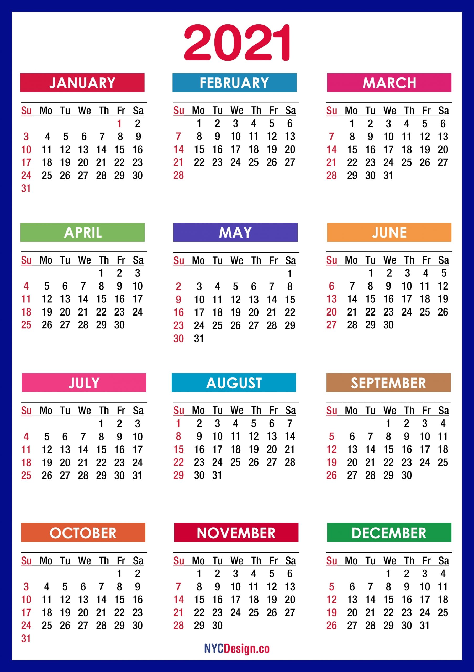 Collect Print Free 2021 Calendar Without Downloading Pdf