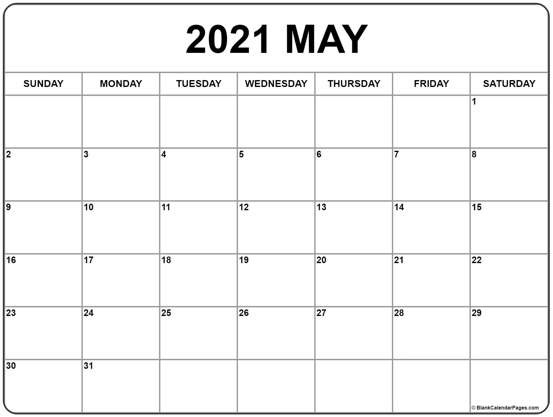Collect Printable Blank Calendar 2021 Monthly No Download