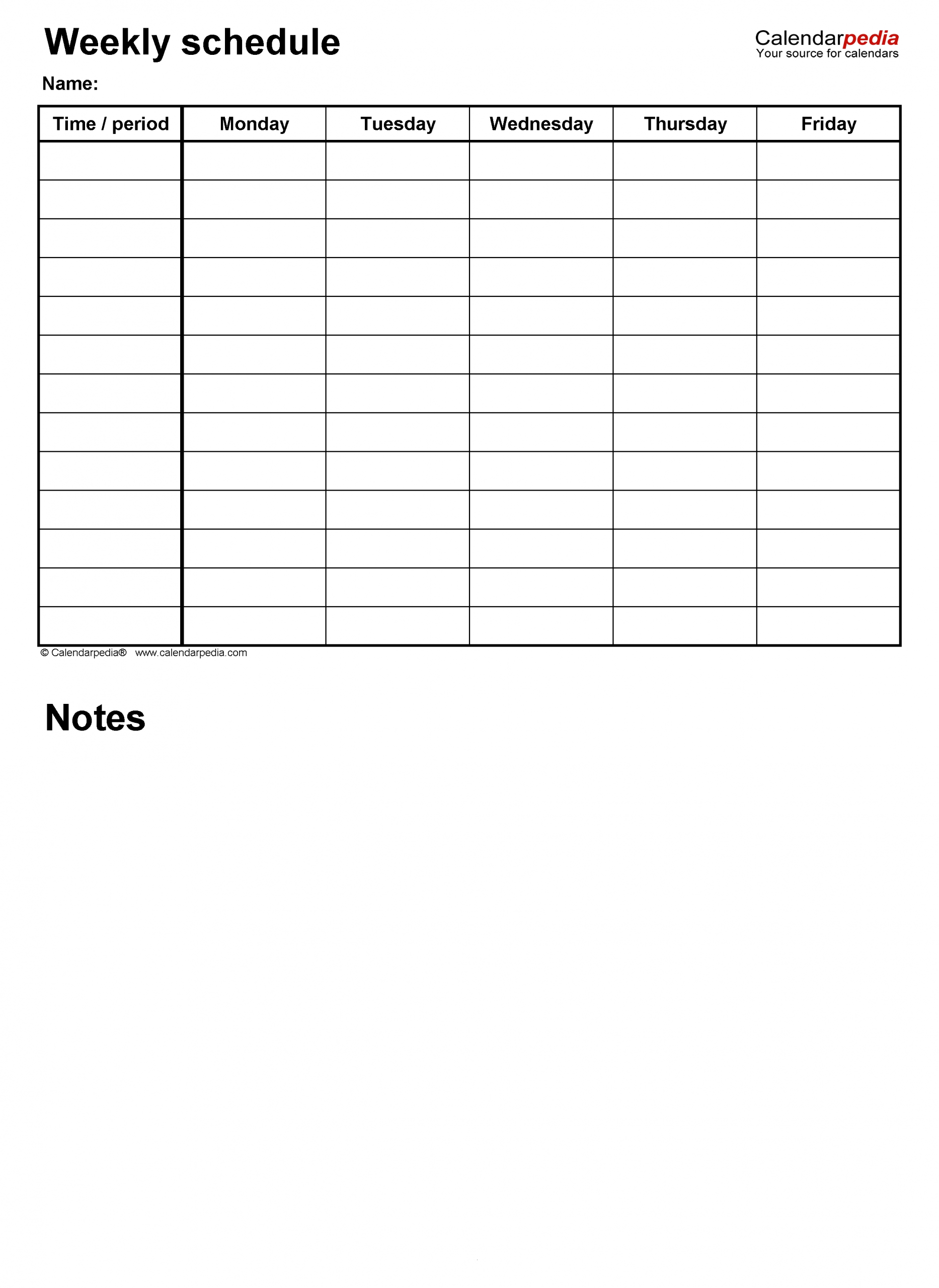 Collect Printable Blank Work Schedule