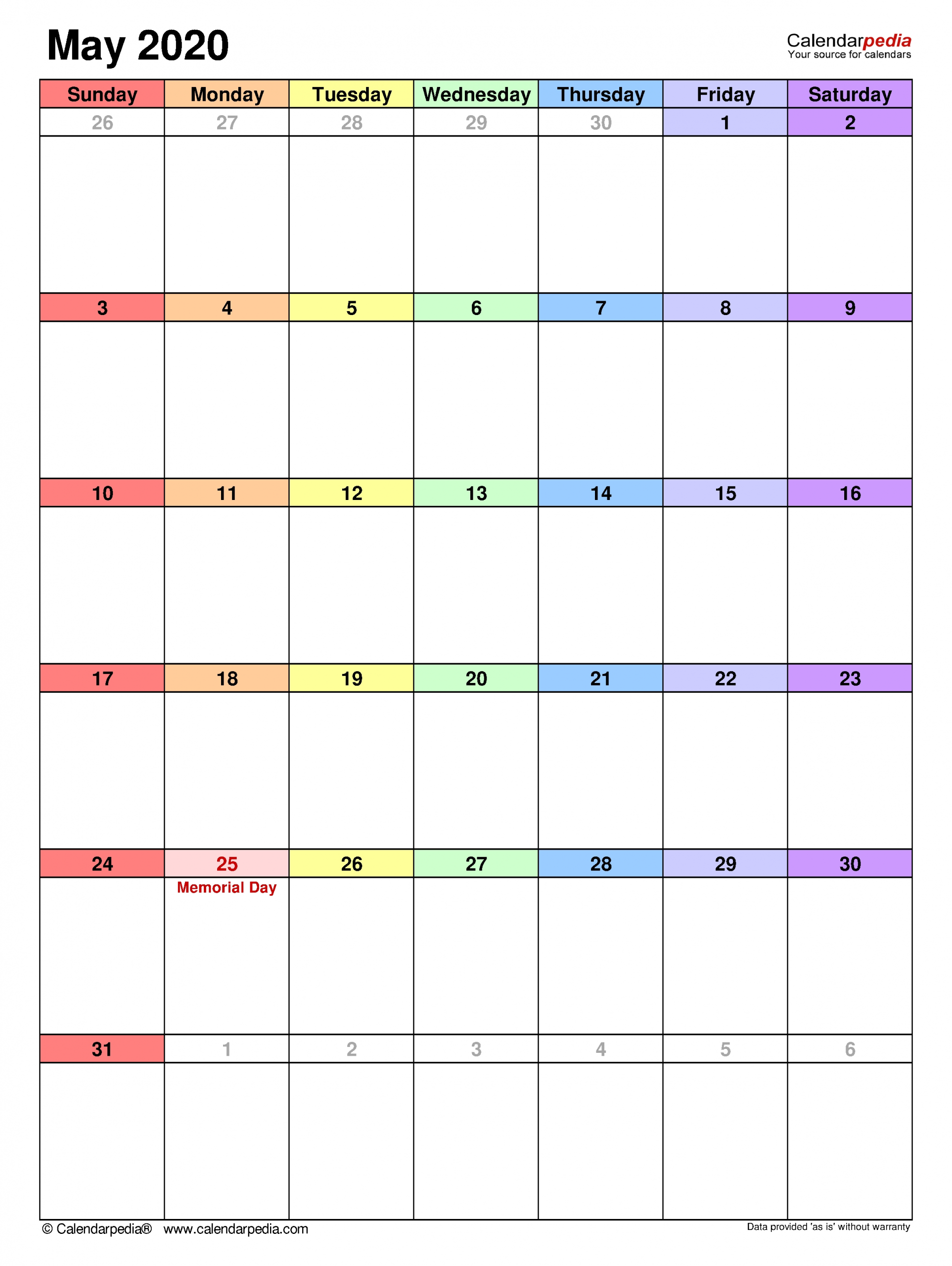 Collect Printable Calendar With Writing Space