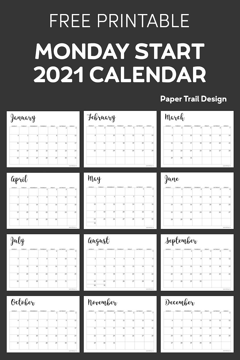 Collect Printable Calendars 2021 Free Weekday Starts On Maonday