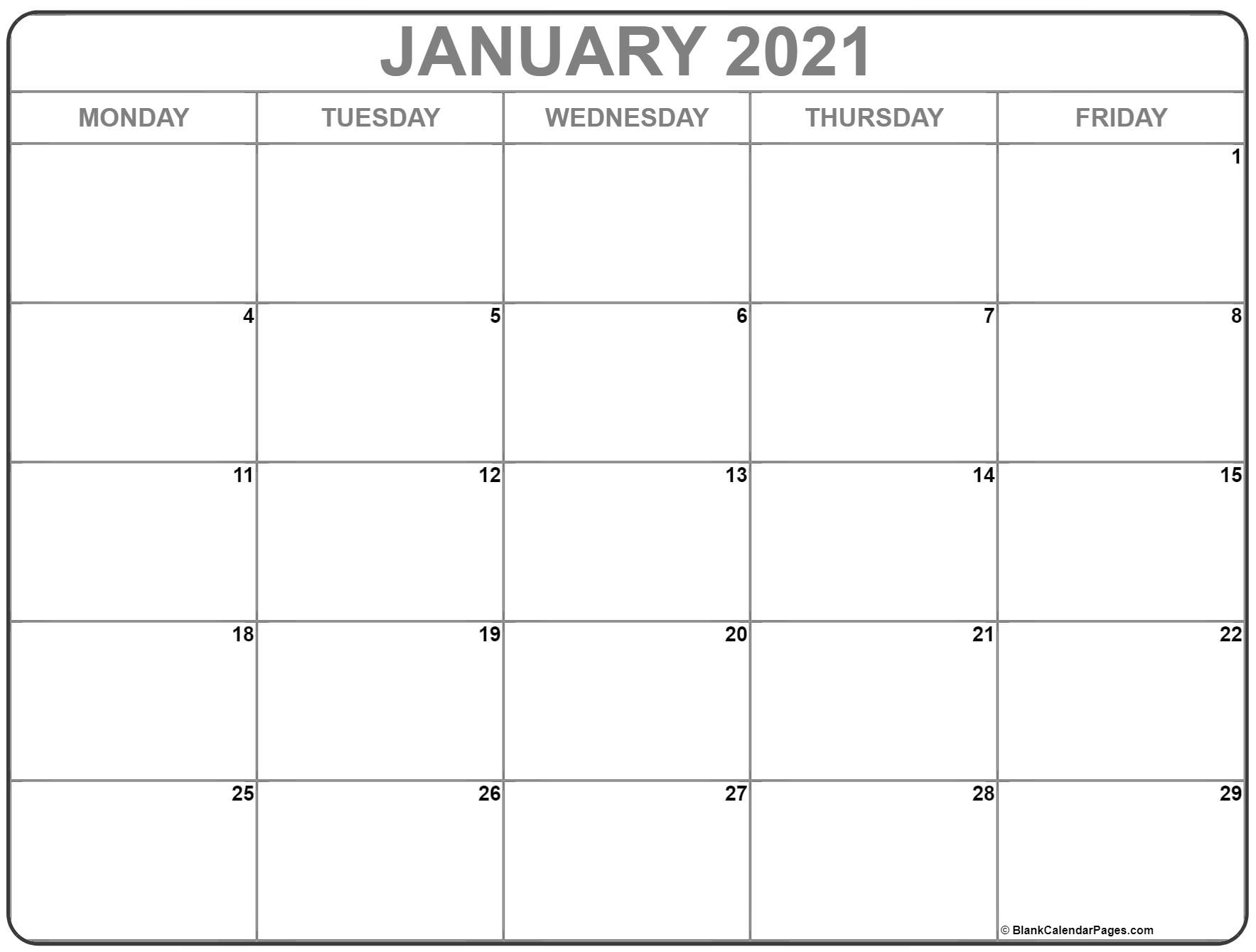 Collect Printable Monday Through Sunday Calendar 2021