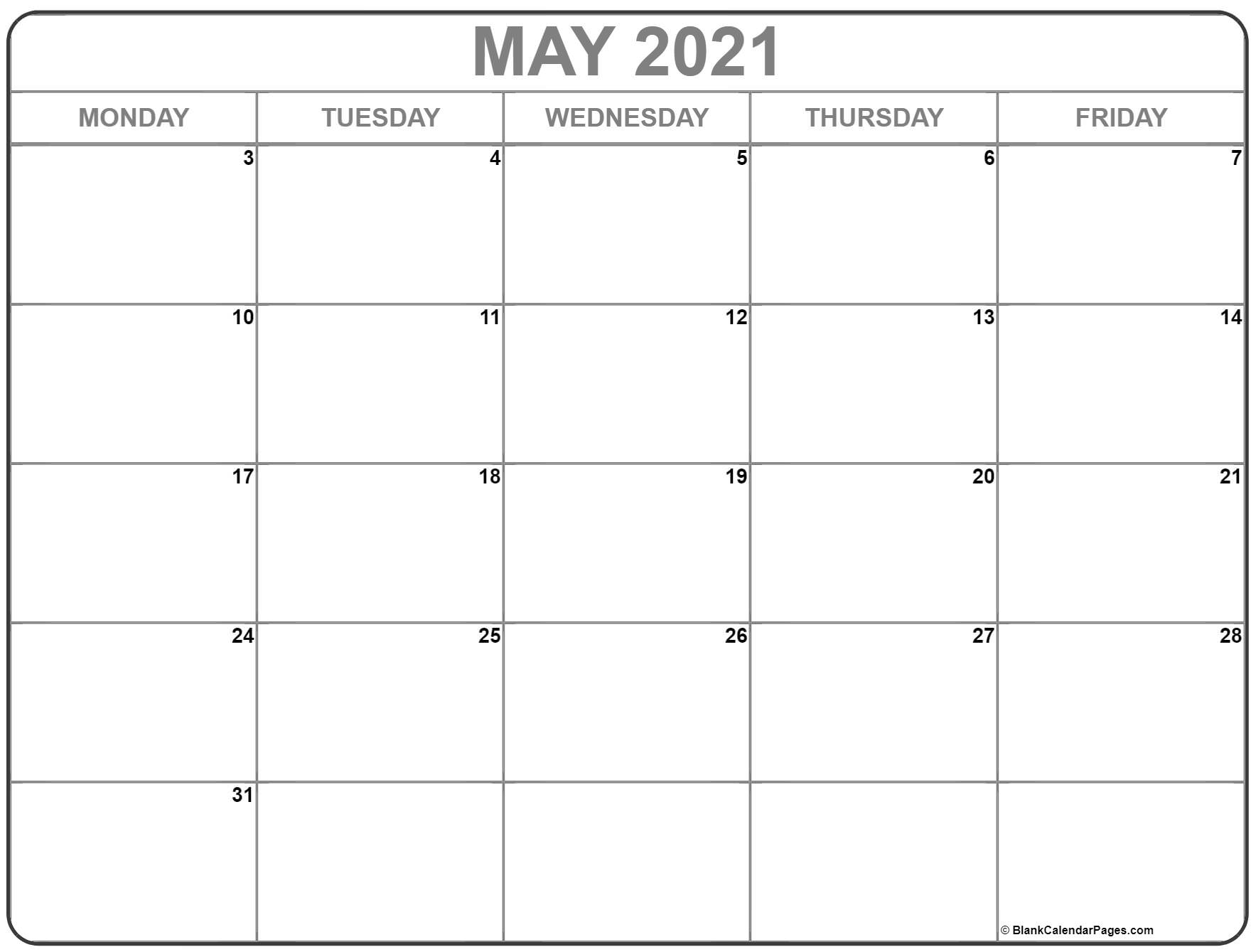 Collect Printable Monday Through Sunday Calendar 2021