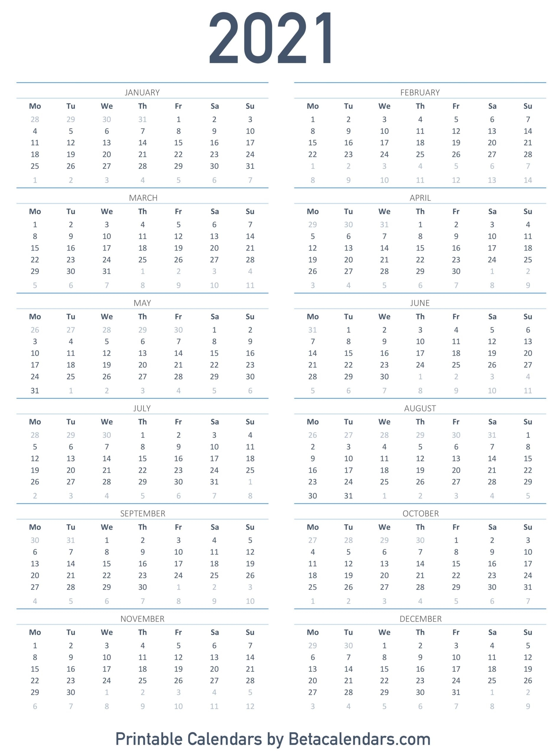 Collect Printable Monthly Calander 2021 No Download