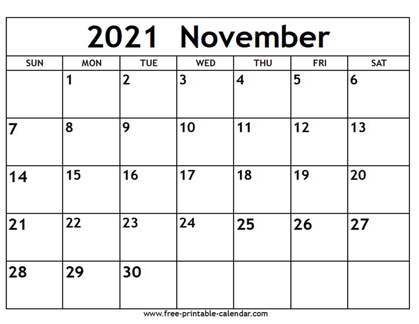 Collect Printable November 2021 Calendar