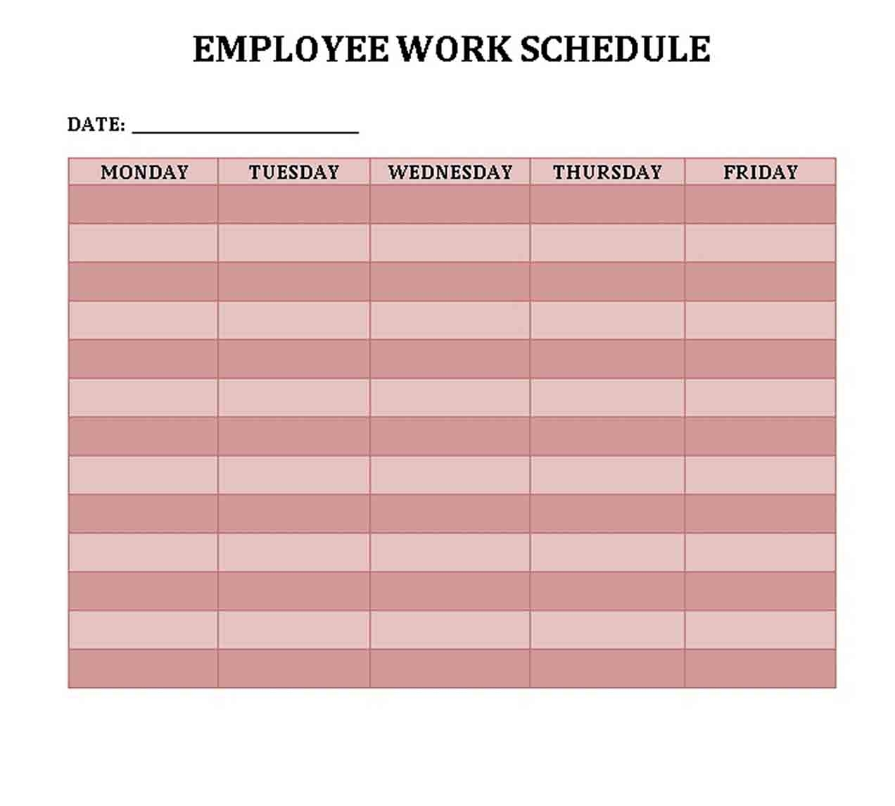 Collect Printable Weekly Work Schedule Templates That Start With Monday