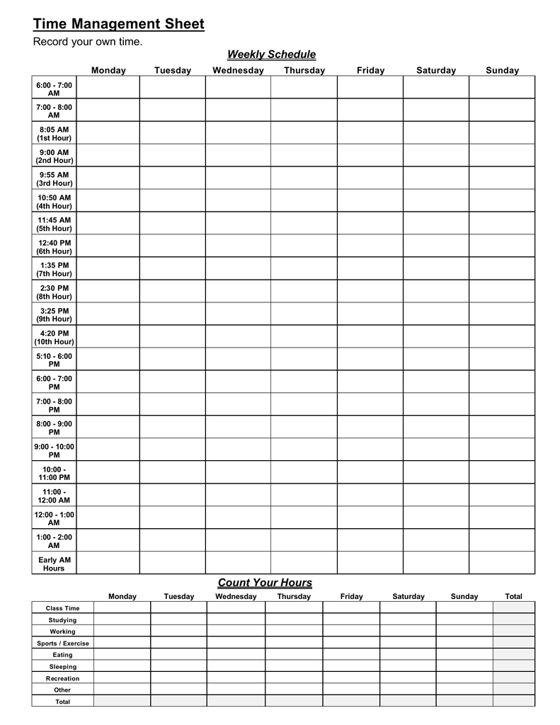 Collect Schedule Monday-Friday Hourly