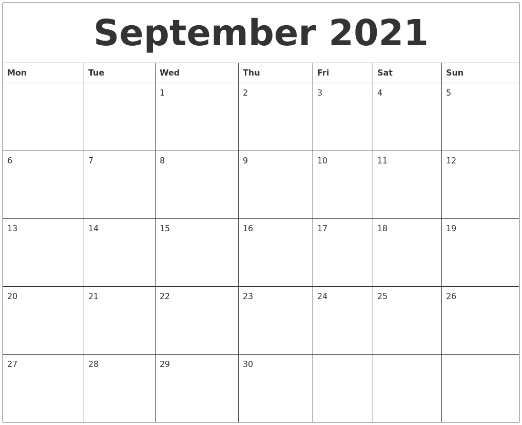 Collect September To December 2021 Calendar