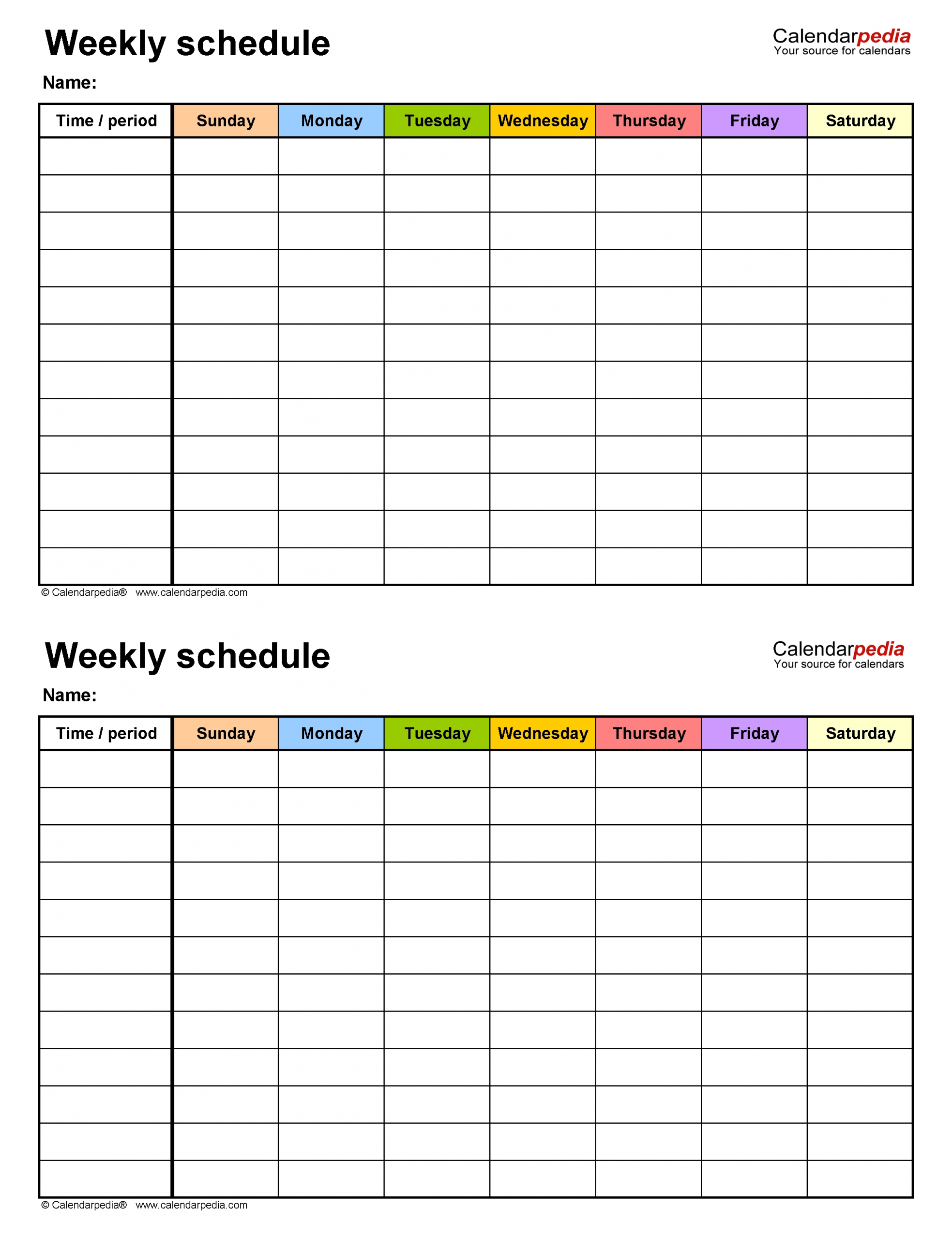 Collect Seven Day Calendar Printable