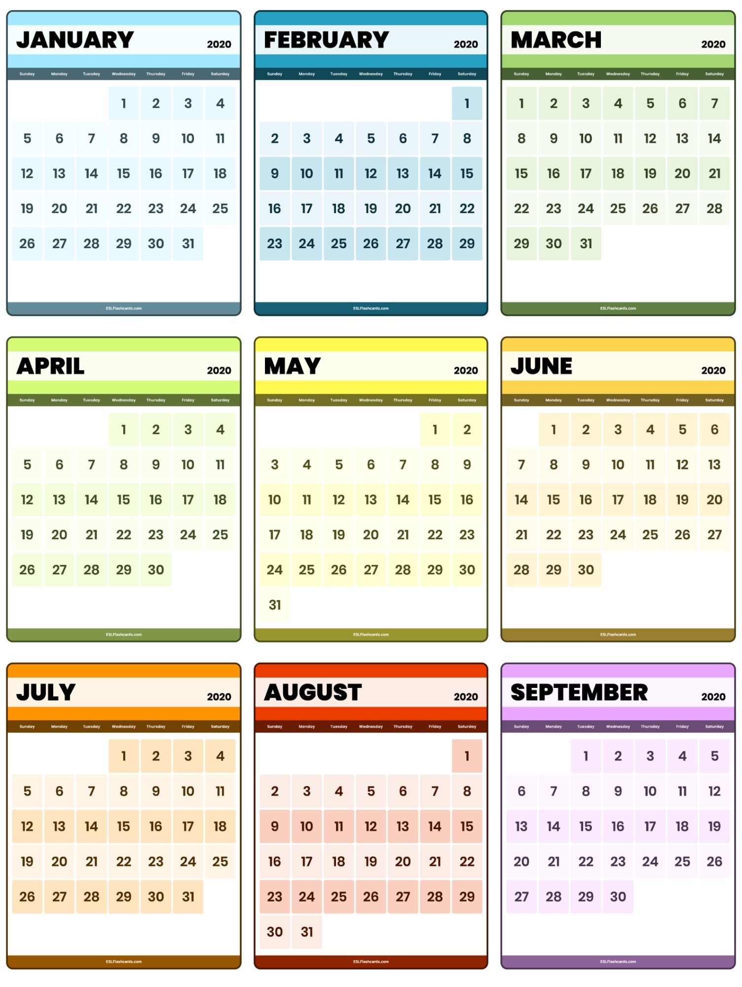 Collect Small Calendar Printable
