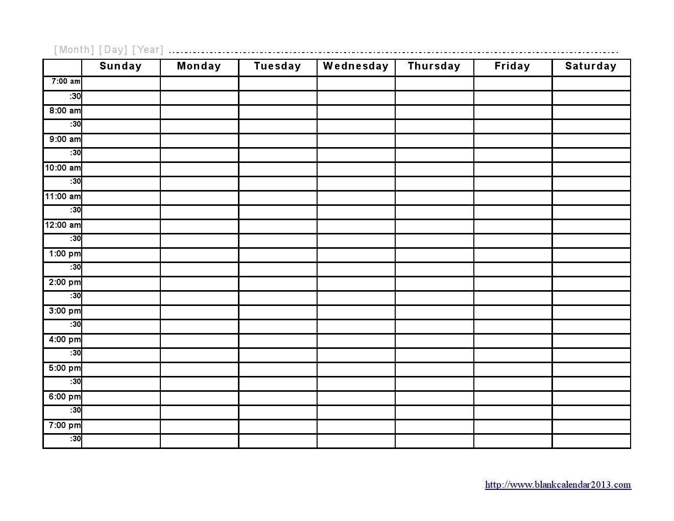 Collect Weekly Appointment Schedule With Time Slots Template Printable