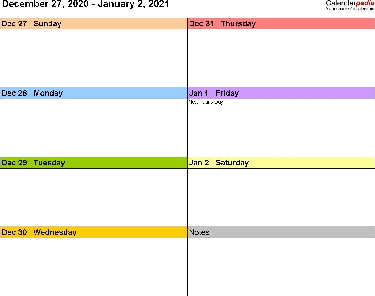 Collect Weekly Calendar Template 2021 Printable Free