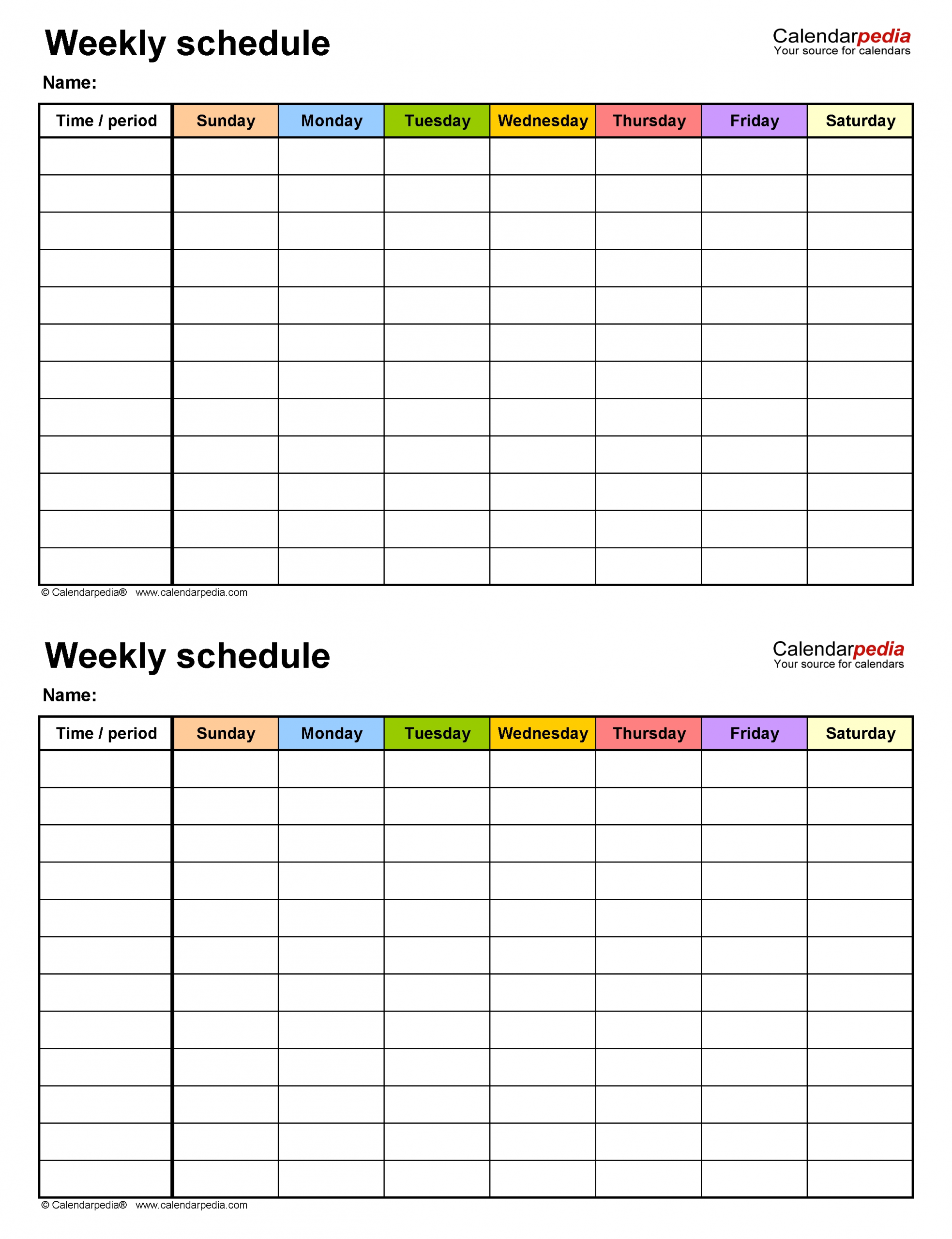 Collect Weekly Schedule Template Editable