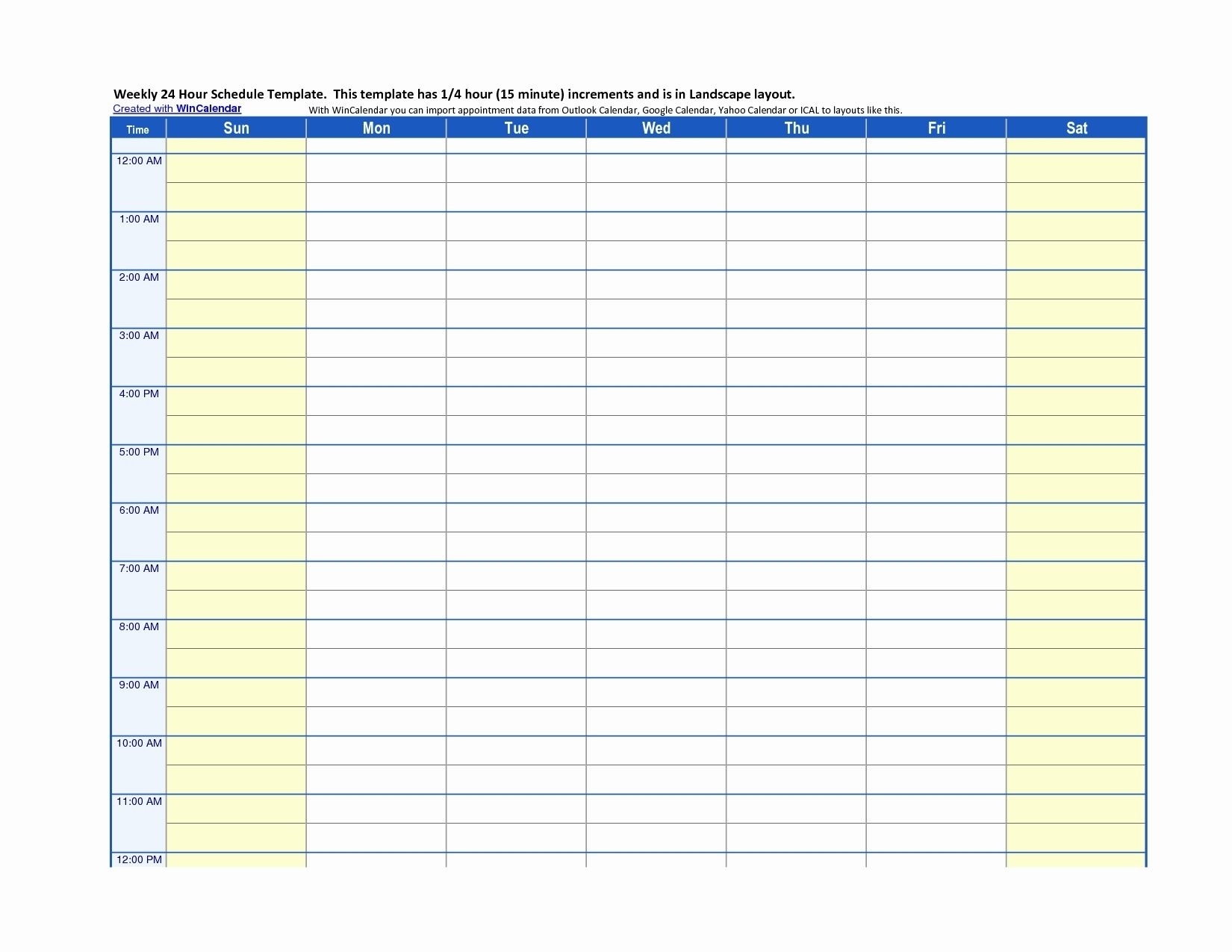 Weekly Schedule Template With Time Slots Best Calendar Example