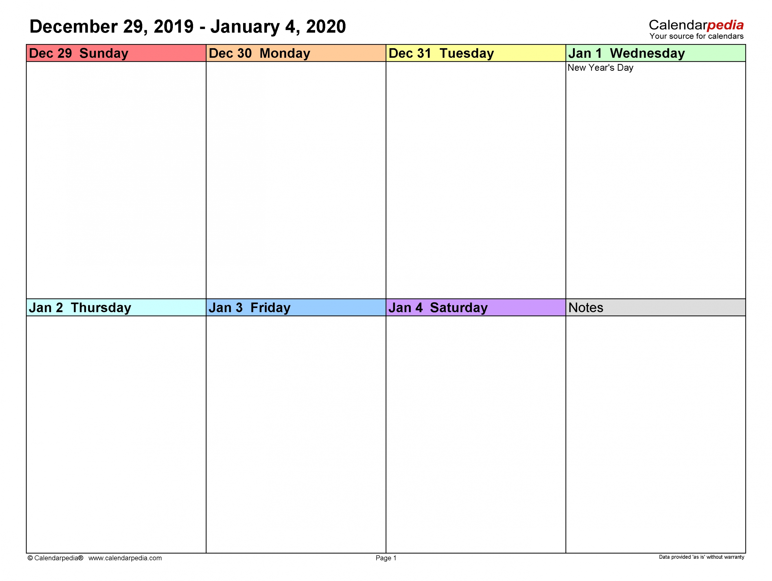 Collect Work Week Calendar Printable