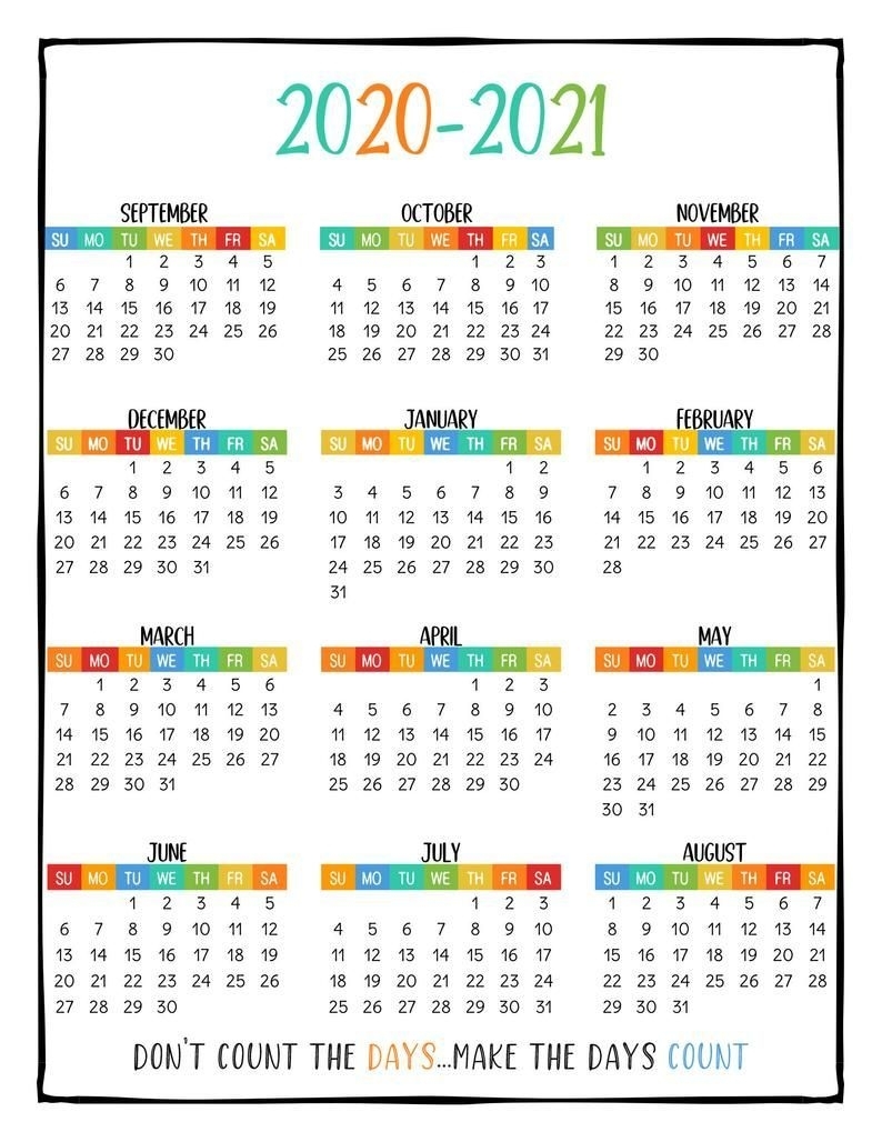 Collect Year At A Glance School Calendar Printable