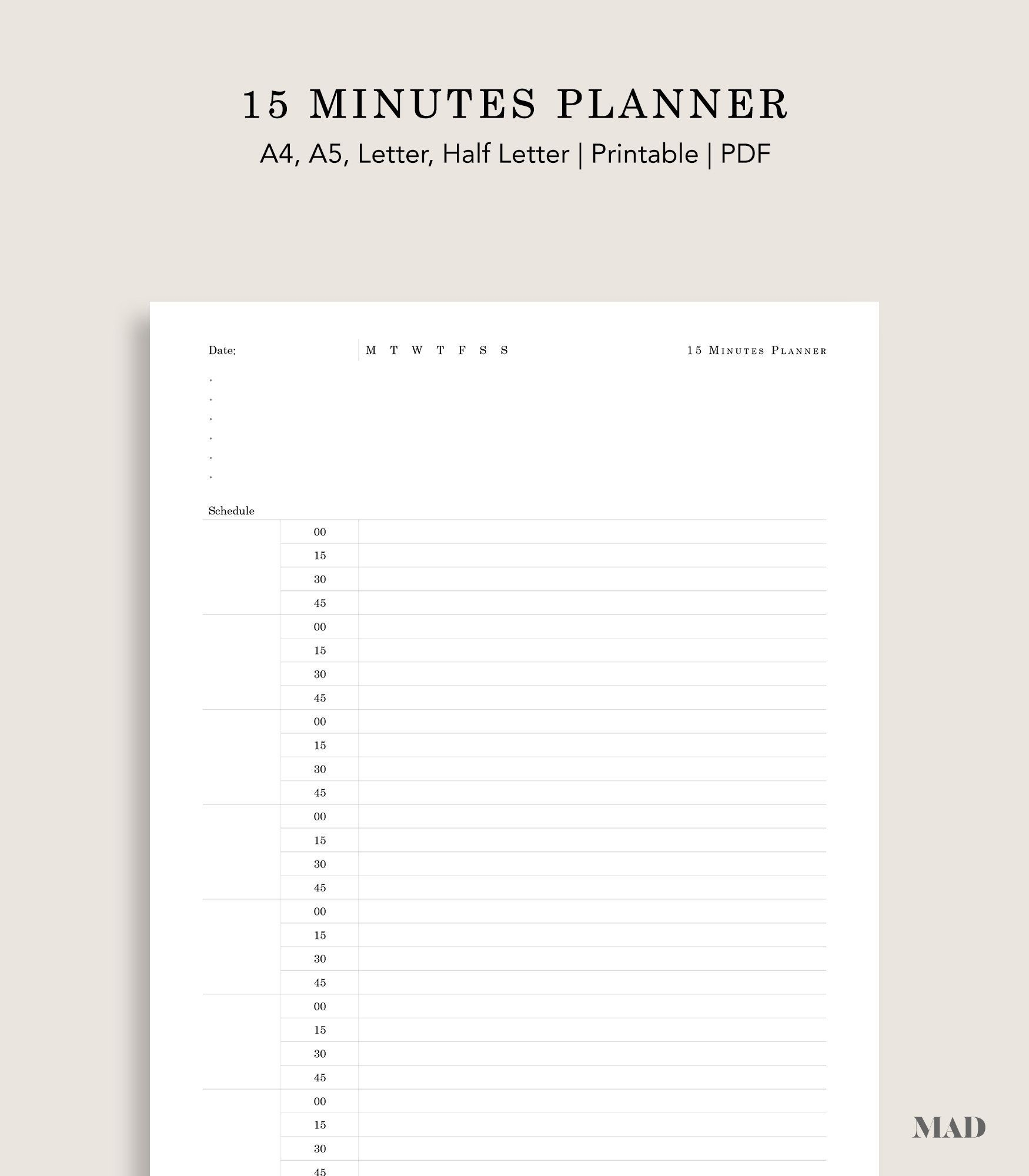 Get 15 Minute Schedule Pdf