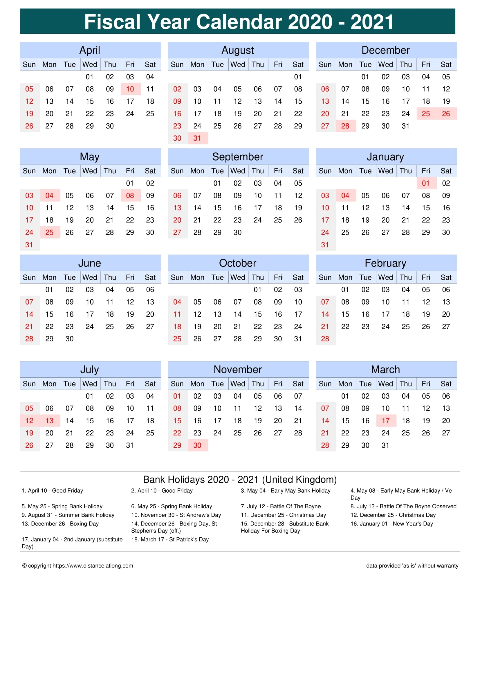 Get 2021 Financial Calendar With Week Numbers