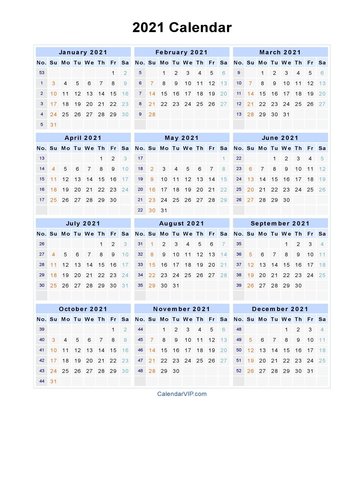 Get 2021 Financial Calendar With Week Numbers