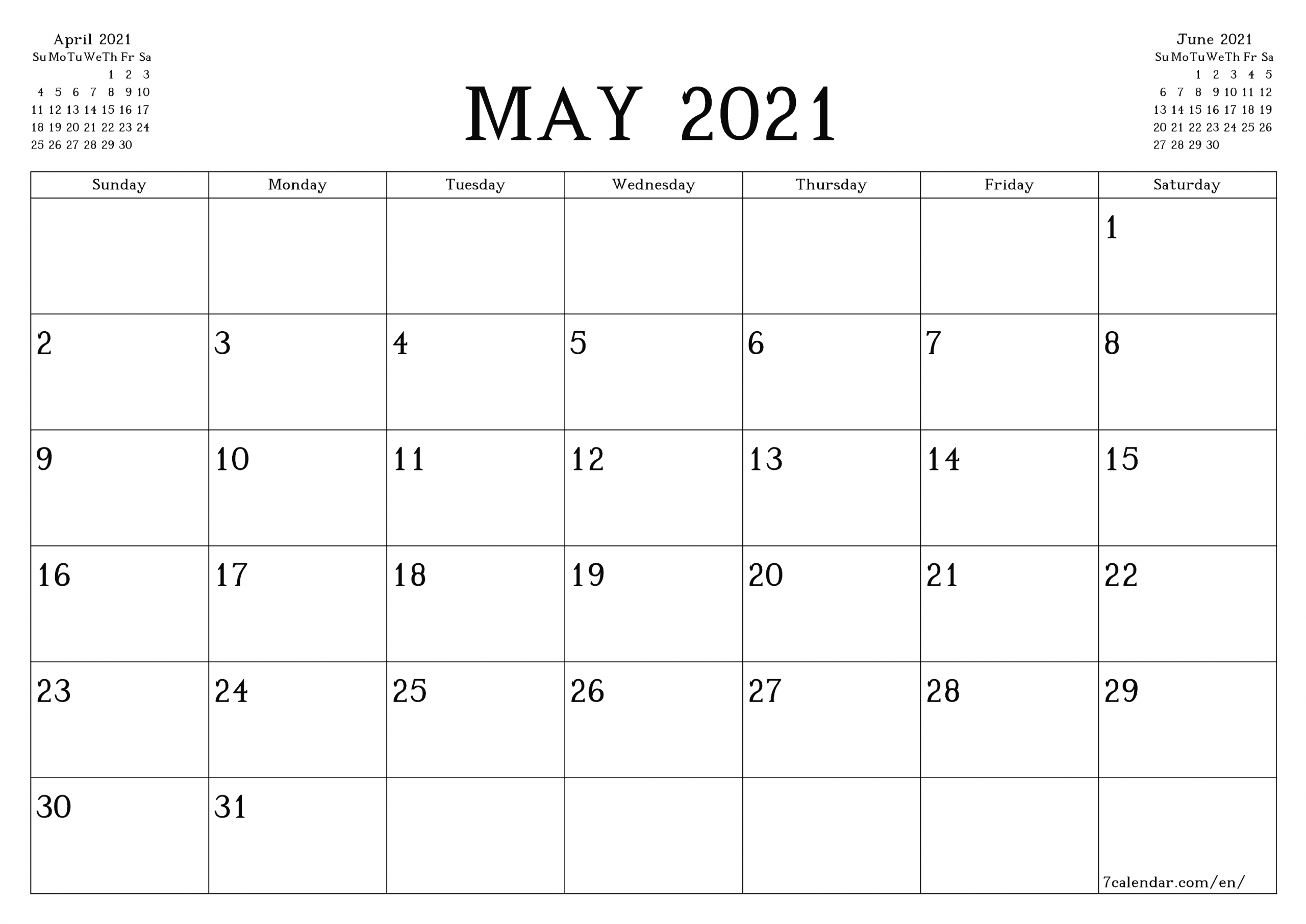 Get 2021 Monthly Calendar Printable Pdf