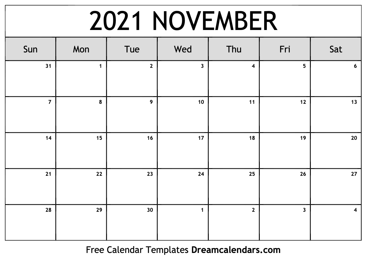 Get 2021 November Calendar Free Image
