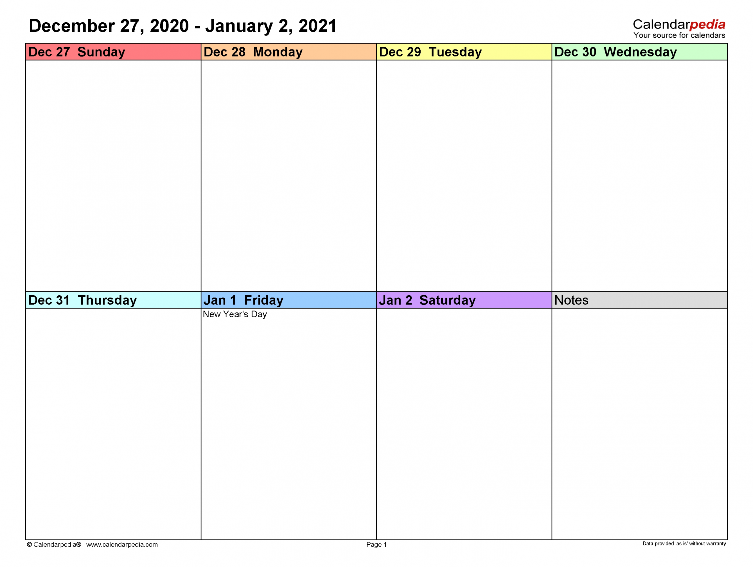 Work Week Calendar Printable