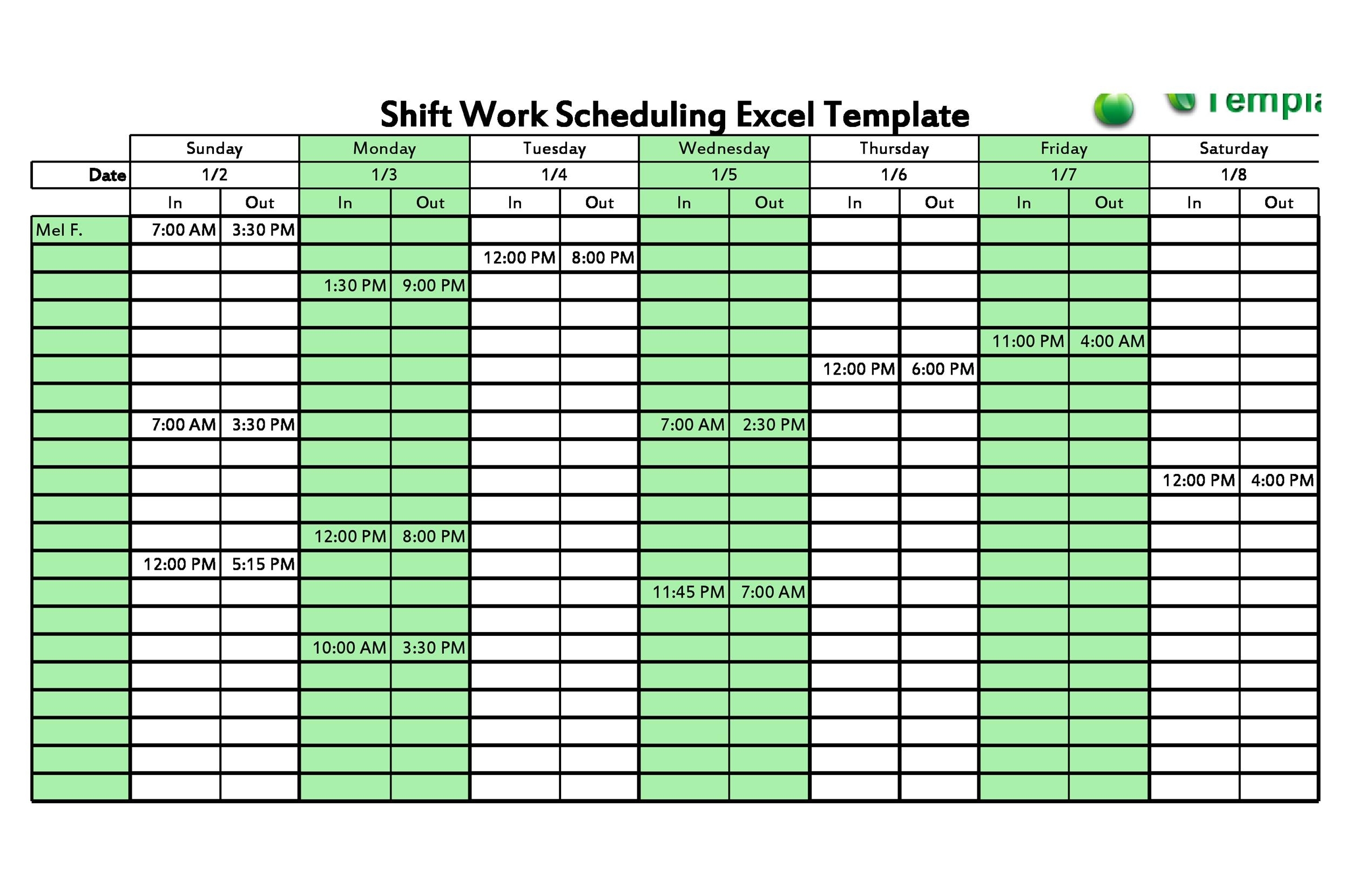 12 Hour Rotating Shift Schedule Template