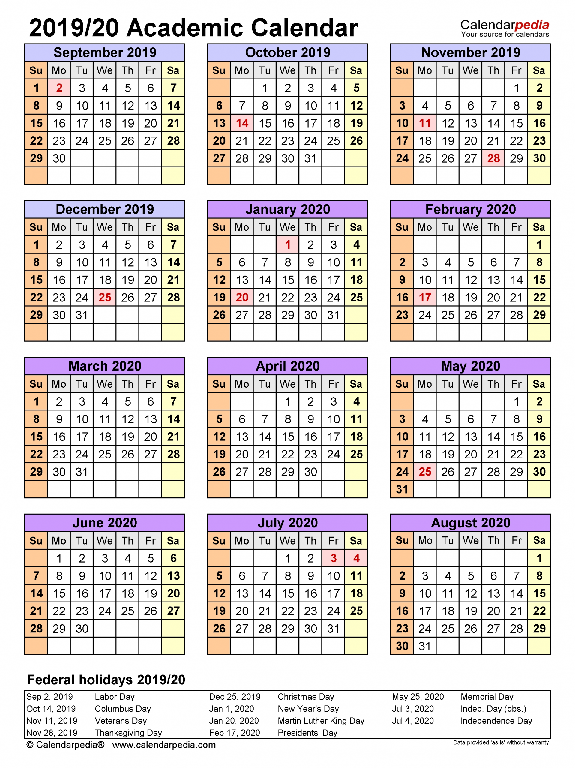 Get Academic Calendar With Space In Dates
