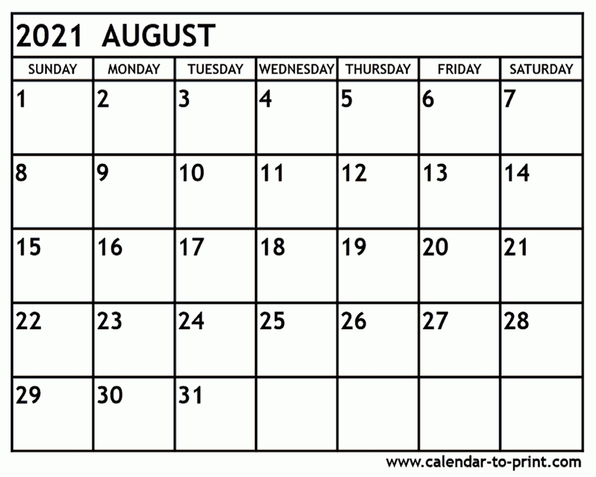 Get Aug 2021 Calendar