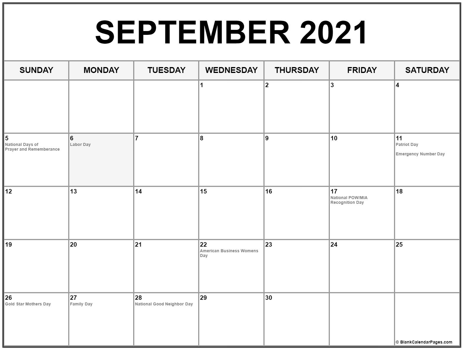 Get August September 2021 Calendar