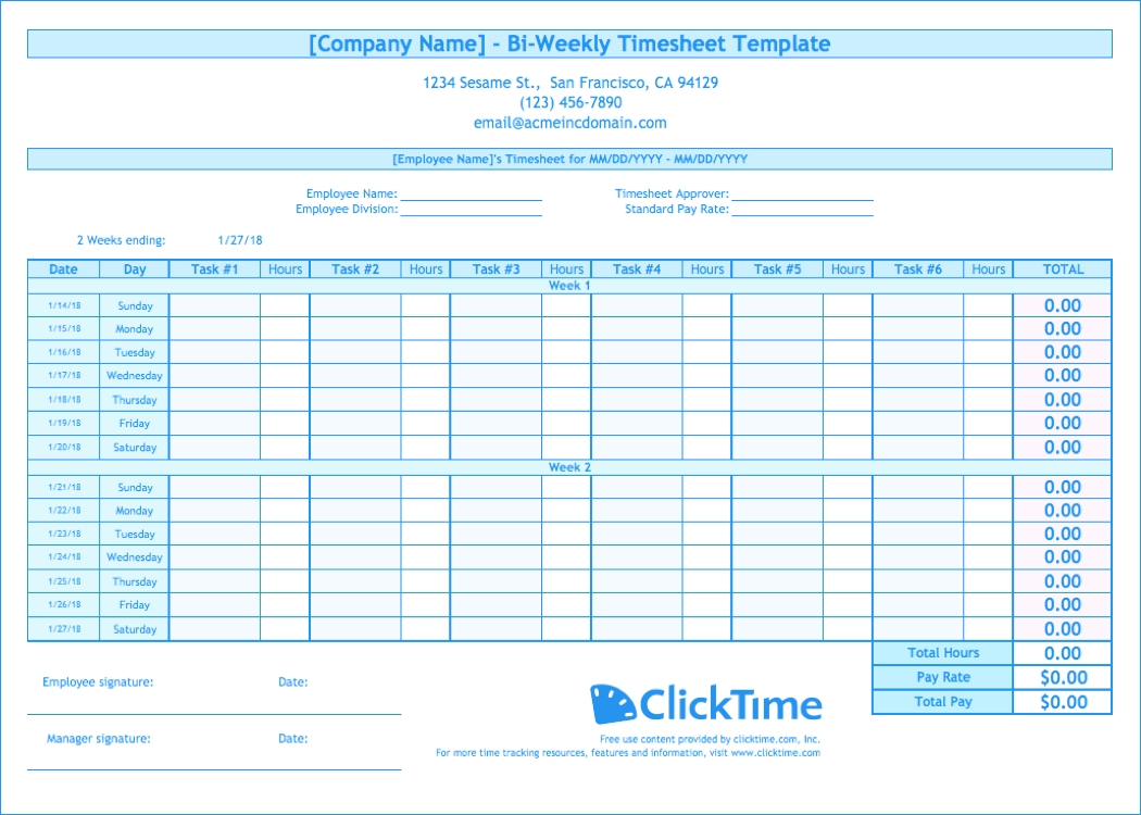 Get Bi Weekly Work Schedule Template For Excel