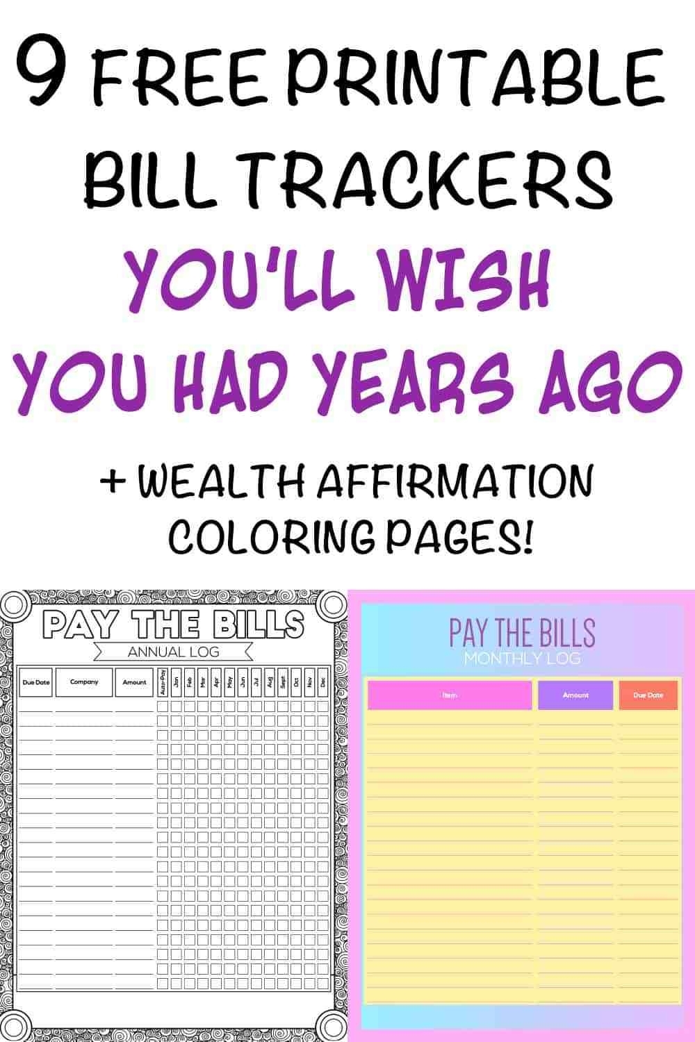 Get Bill Calendar Free Printable