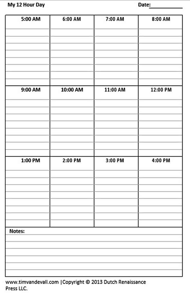 Get Blank 12 Hour Schedule