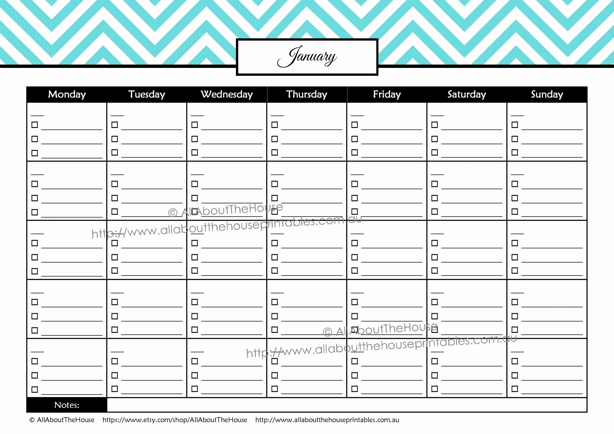 Get Blank Bill Calendar Printable