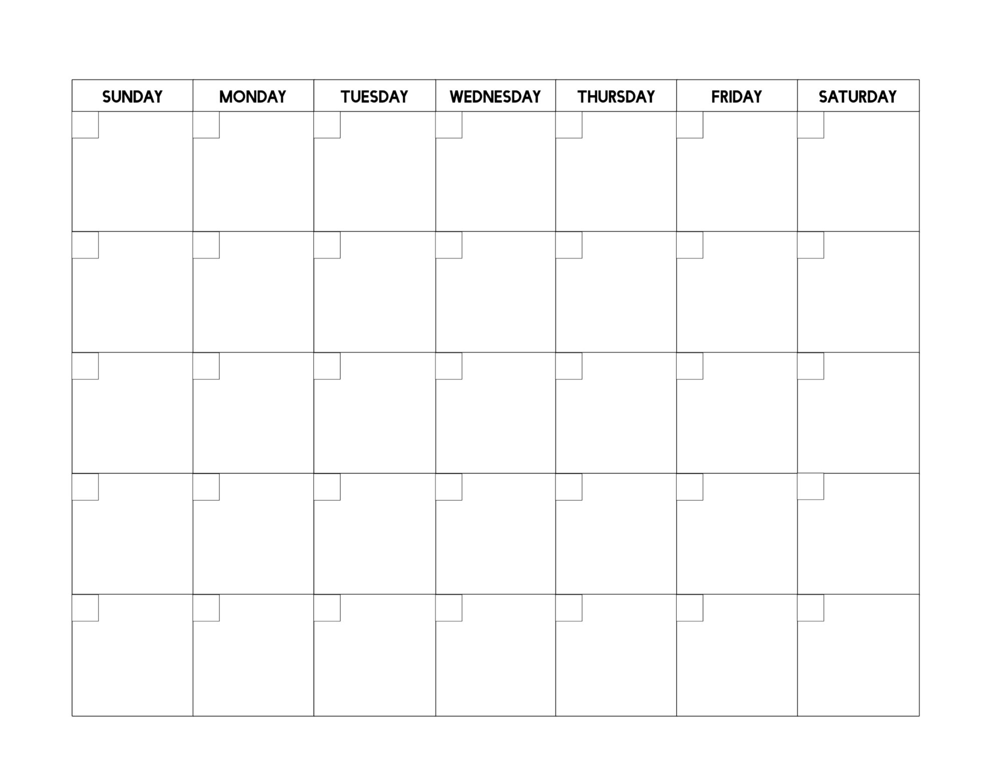 Get Blank Calendar To Fill In
