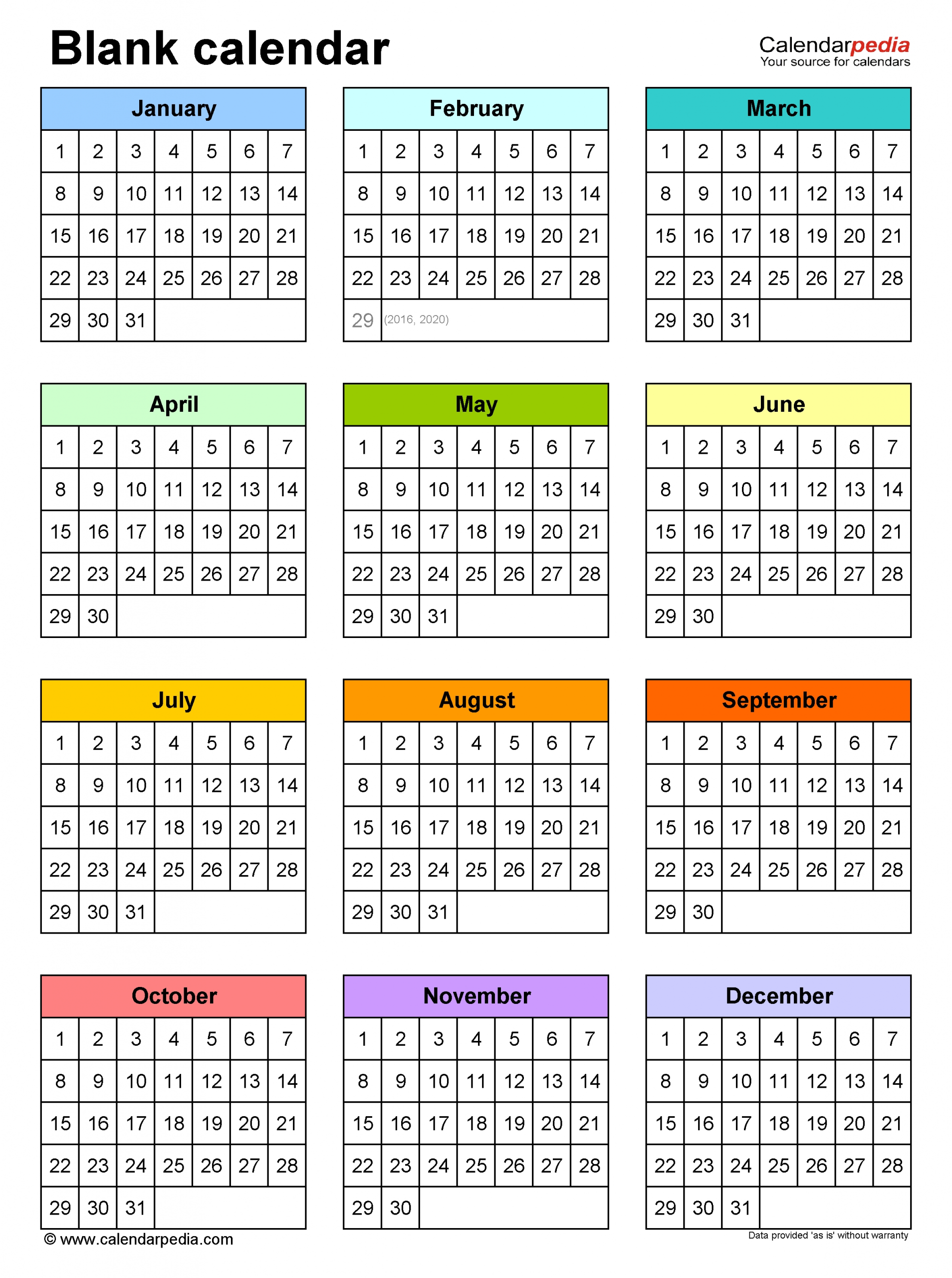 Get Blank Full Year Calendar