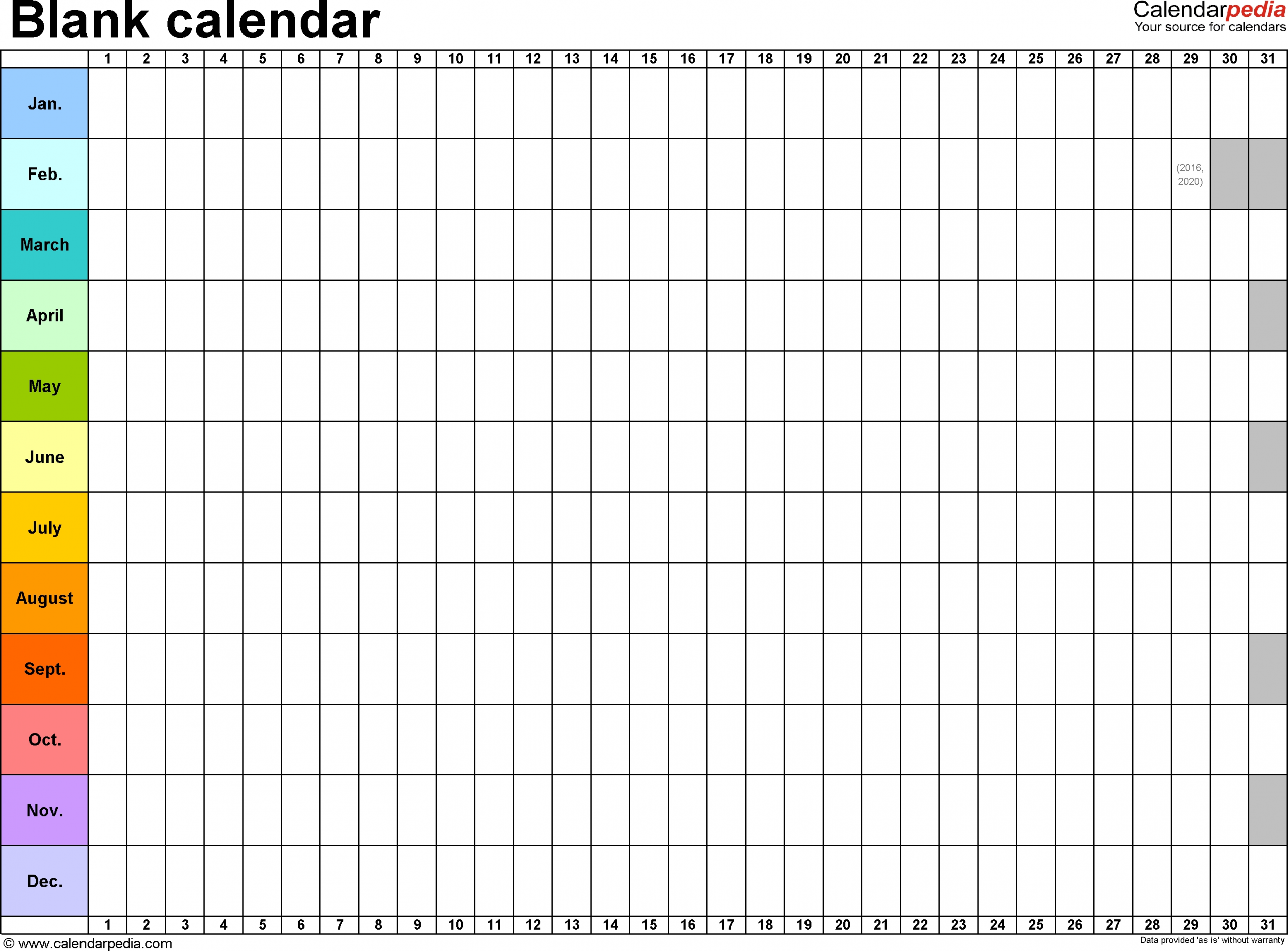 Get Blank Full Year Calendar