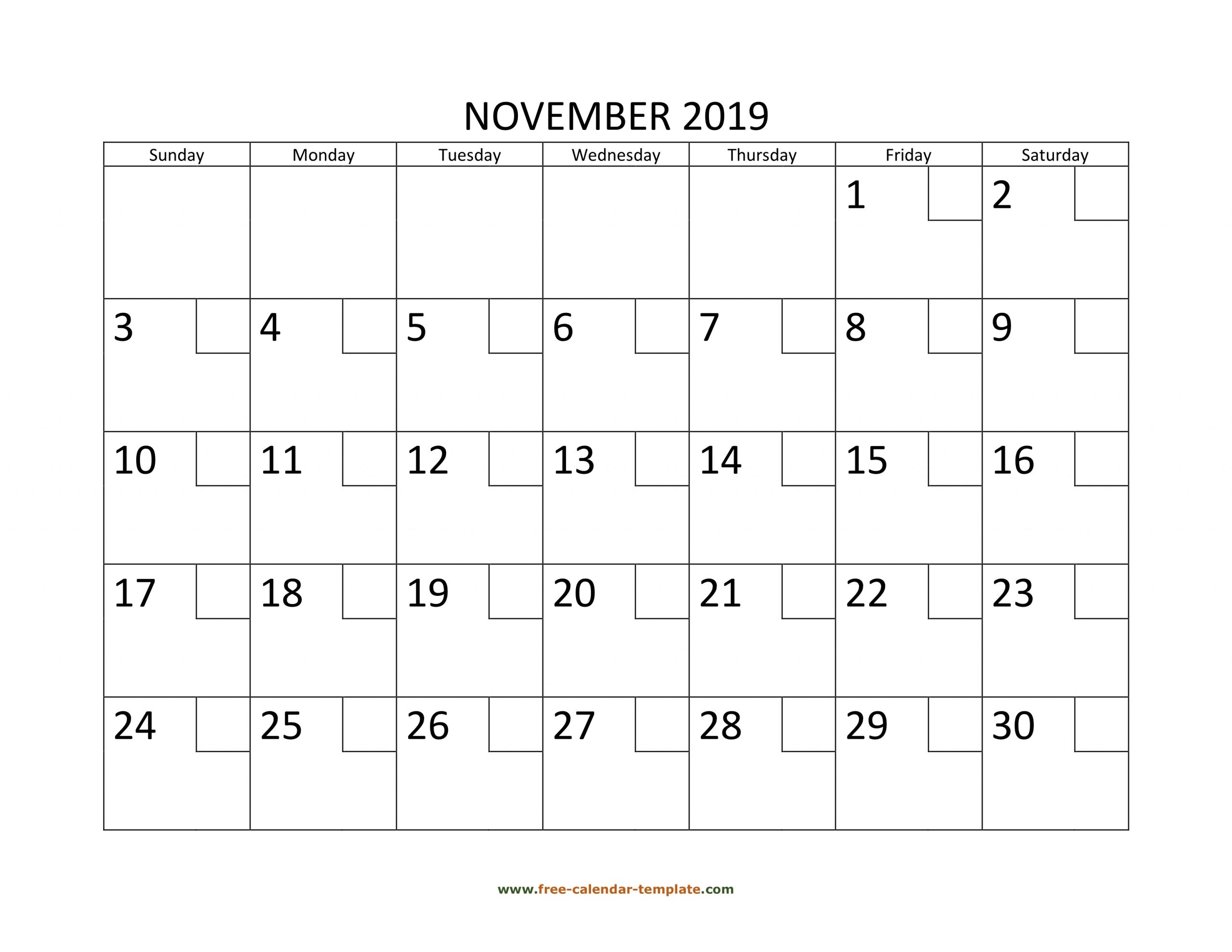 Get Blank Horizontal November Calendar