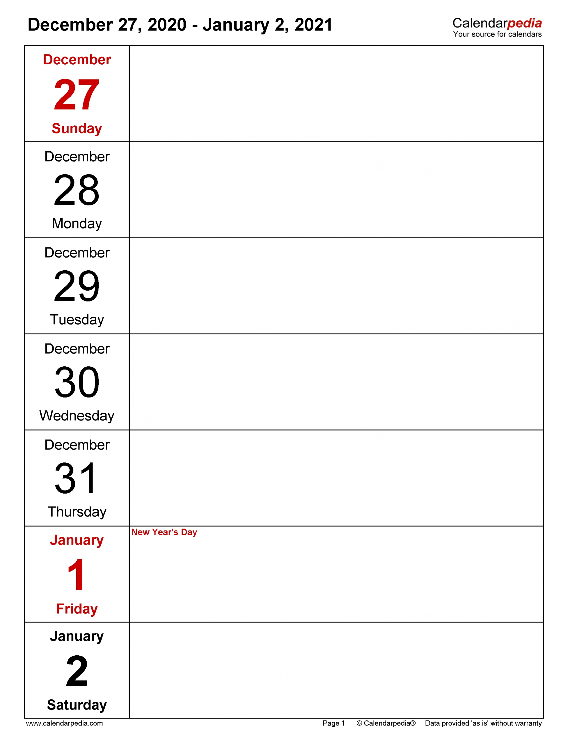 Get Blank Work Week Calendars 2021