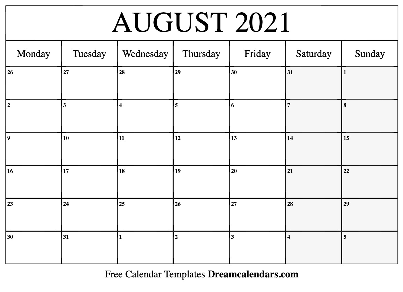 Get Calendar 2021 August September October